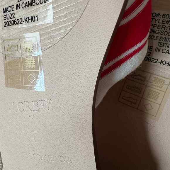 J.Crew Red/ Ivory Stripe Print Knot Slide Sandals, US7 - Picture 5 of 8